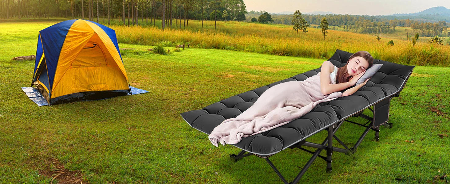 Description Picture 5 of itemFolding Camping Cots for Adults Heavy Duty Cot with Mattress, Portable Sleeping Cot Folding Outdoor Bed with Carry Bag, Folding