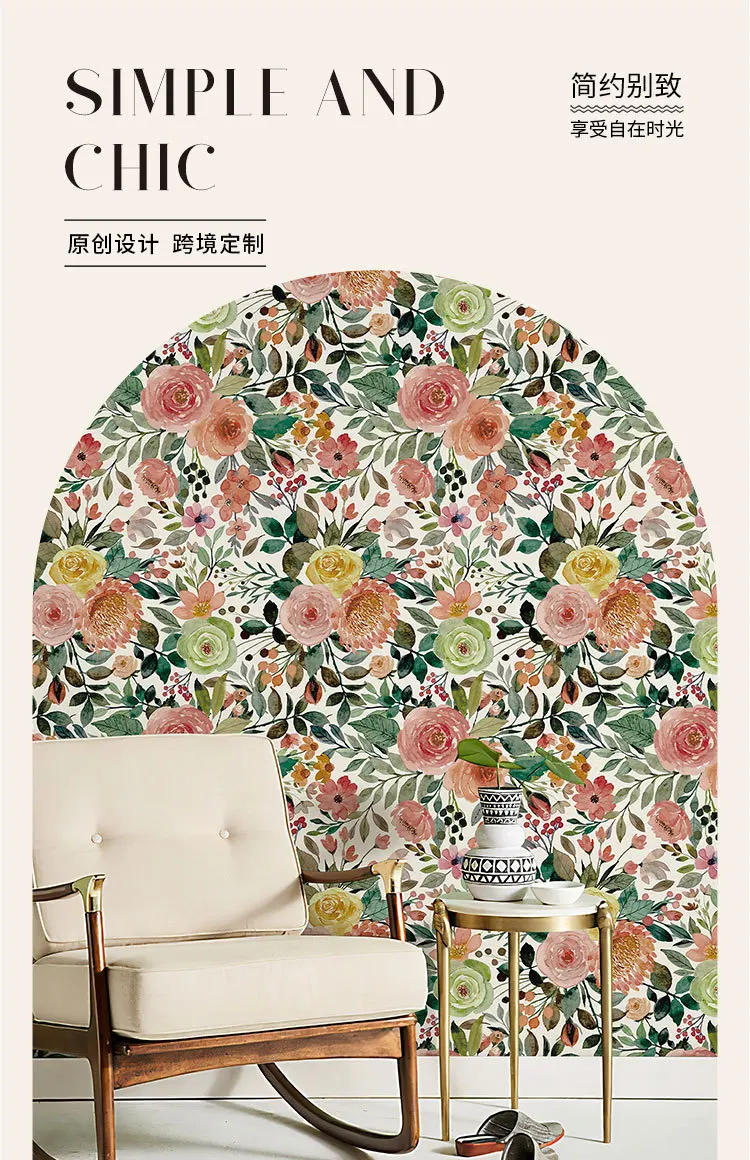 Description Picture 2 of item3meter PVC Frosted Moisture-proof Self-adhesive Wallpaper Home Background Wall Stickers Flower Pattern Self-adhesive Wallpaper