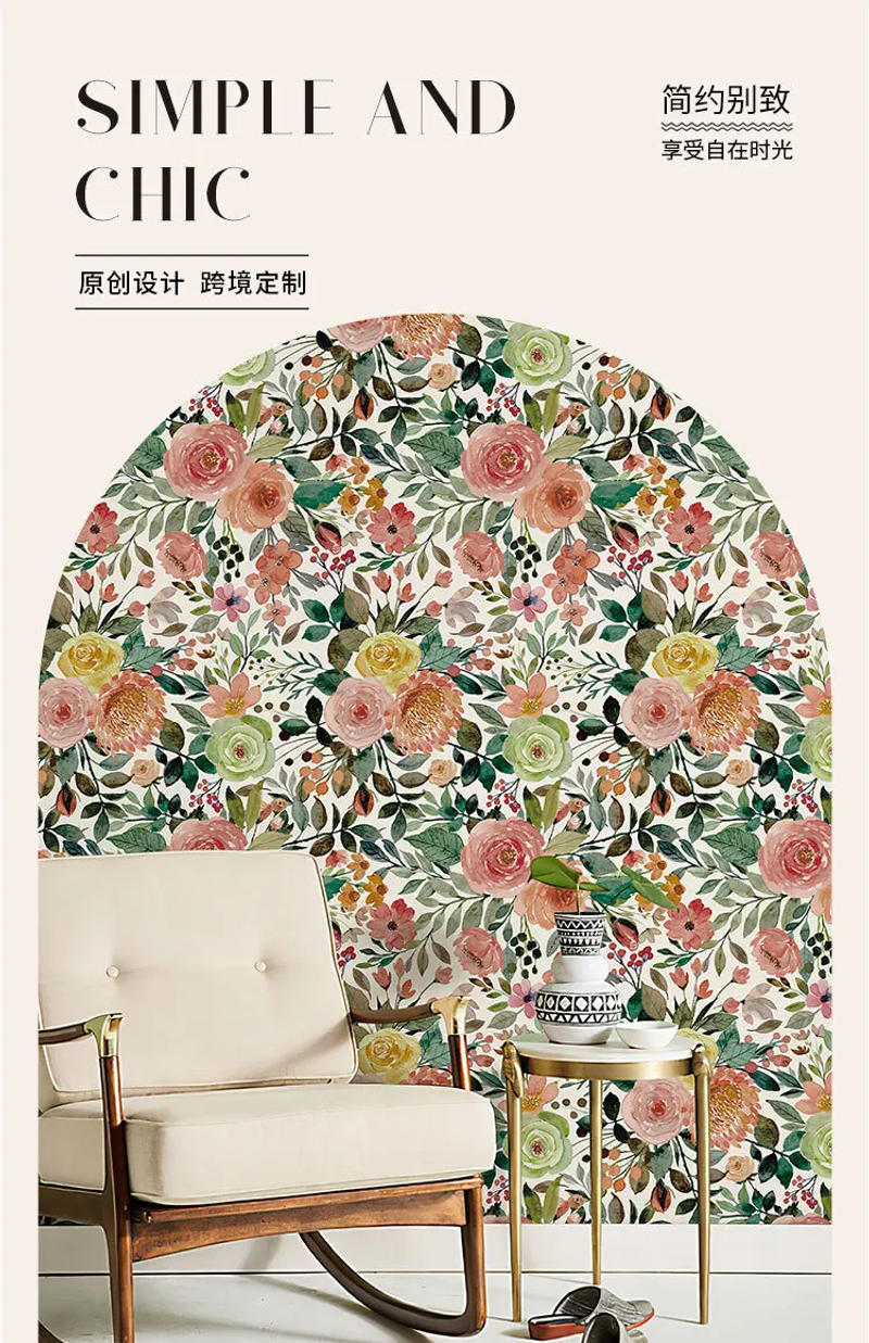 Description Picture 2 of item3meter PVC Frosted Moisture-proof Self-adhesive Wallpaper Home Background Wall Stickers Flower Pattern Self-adhesive Wallpaper