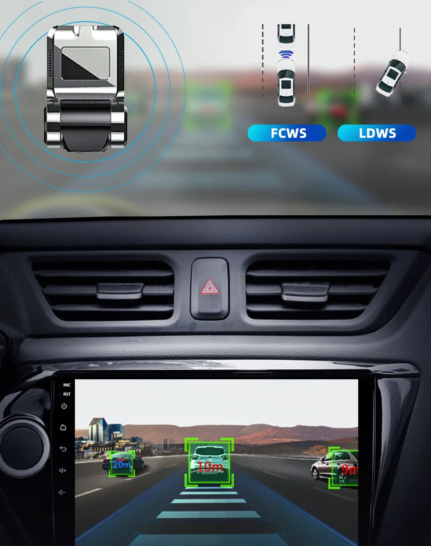 Description Picture 5 of itemCar DVR ADAS LDWS Dash Cam Full HD 1080P Dash Cam For DVD Android Player Navigation Unit Auto Audio Voice Alarm Video Recording