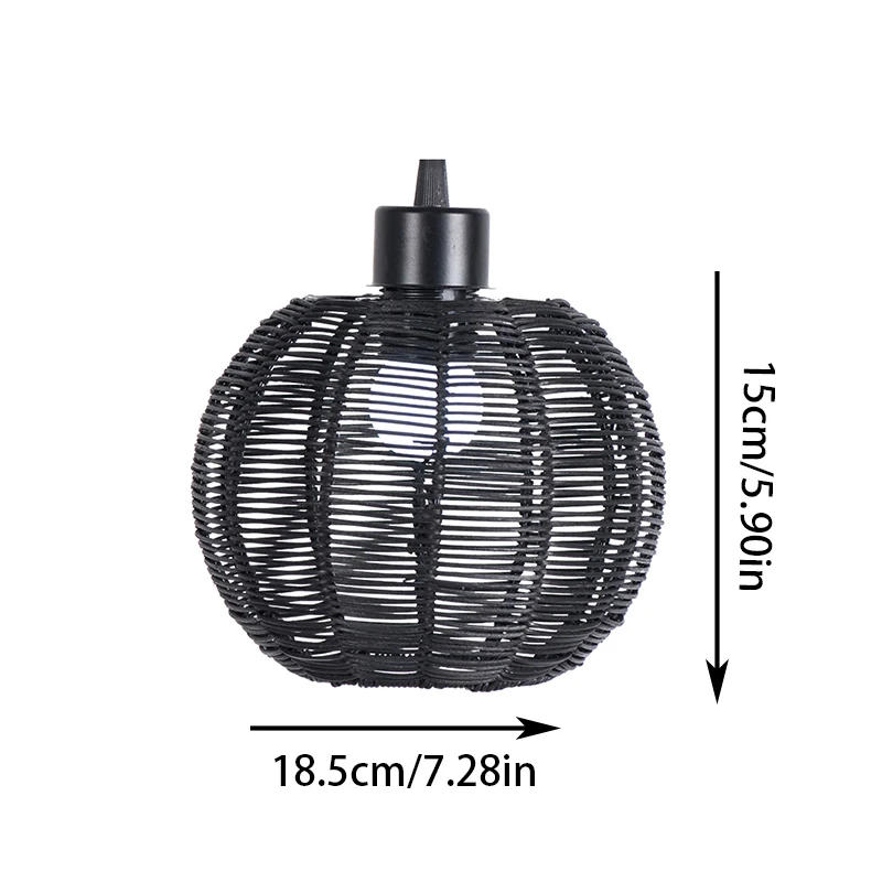 Description Picture 2 of itemNew Vintage Hand Weave Lampshade Imitation Rattan Paper Rope Straw Hanging Lamp Shade Teahouse Restaurant Chandelier Light Cover