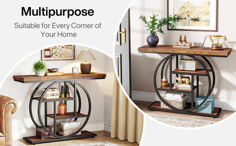 Description Picture 3 of itemConsole Table, 4-Tier Entryway Table, 41.3-Inch Industrial Sofa Table for Living Room, Foyer Hallway Table for Entrance