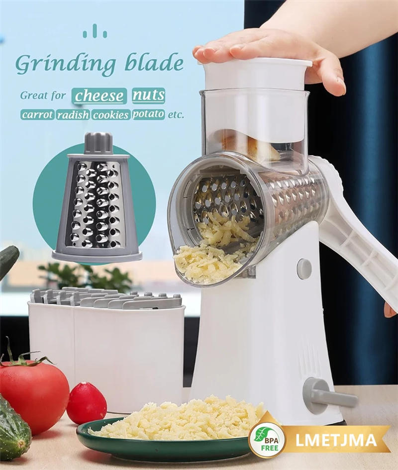 Description Picture 6 of itemLMETJMA 5 in 1 Rotary Cheese Grater Shredder Kitchen Mandoline Vegetable Julienne Slicer Waffle Cutter Nut Chopper JT247