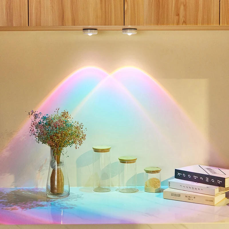 Description Picture 6 of itemAAA Battery Power Cabinet Light Sunset Rainbow LED Atmosphere Night Lights Cat Eye Spotlight for Closet Cupboard Bookshelf