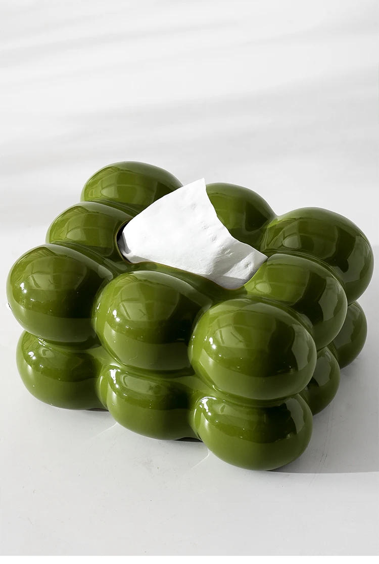 Description Picture 2 of itemGreen Bubbles Tissue Box Dining Table Napkin Holder Paper Towels Removable Tissue Boxes Cotton Candy Shaped Paper Towel Case