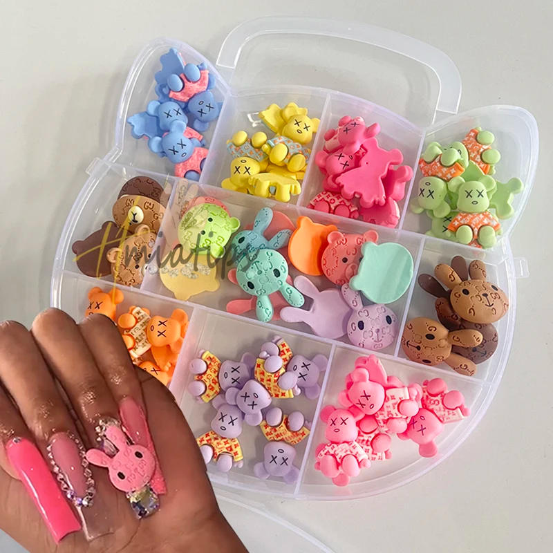 Description Picture 5 of item1 Boxed 3D Kawaii Bear Shaped Nails Art Charms Accessories Resin Cartoon Nail Jewelry Parts Charms Manicure Accessories