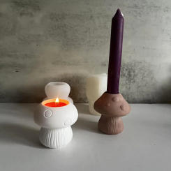 Mushroom Candle Holder Concrete Cement Molds DIY Decoration Aroma Candle Storage Cup Gypsum Plaster Mould Craft Silicone Mold