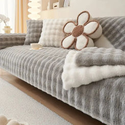 Bubble Imitation Rabbit Fur Plush Sofa Slipcover Non-slip Soft Sofa Towel Couch Cushion Seat Cover for Living Room Modern Home