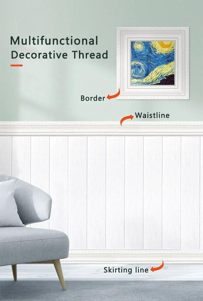 Description Picture 2 of itemSelf Adhesive 3DWall Sticker Baseboard Decorative Strip Edge Sealing Wall Enclosure Frame Plastic Waterproof Waistline Baseboard