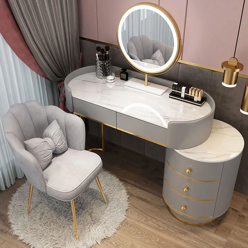 Mordern White Gold Vanity Desk