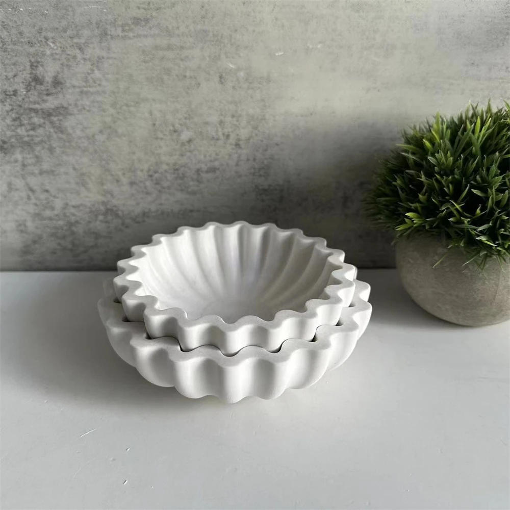 Description Picture 3 of itemWavy Bowl Silicone Molds DIY Home Decoration Candle Storage Cup Concrete Cement Mold Craft Art Organizer Box Gypsum Plaster Mold