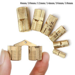 Brass Furniture Hinges 8-18mm Cylindrical  Cabinet Invisible Door Hinges for Hardware Gift Box