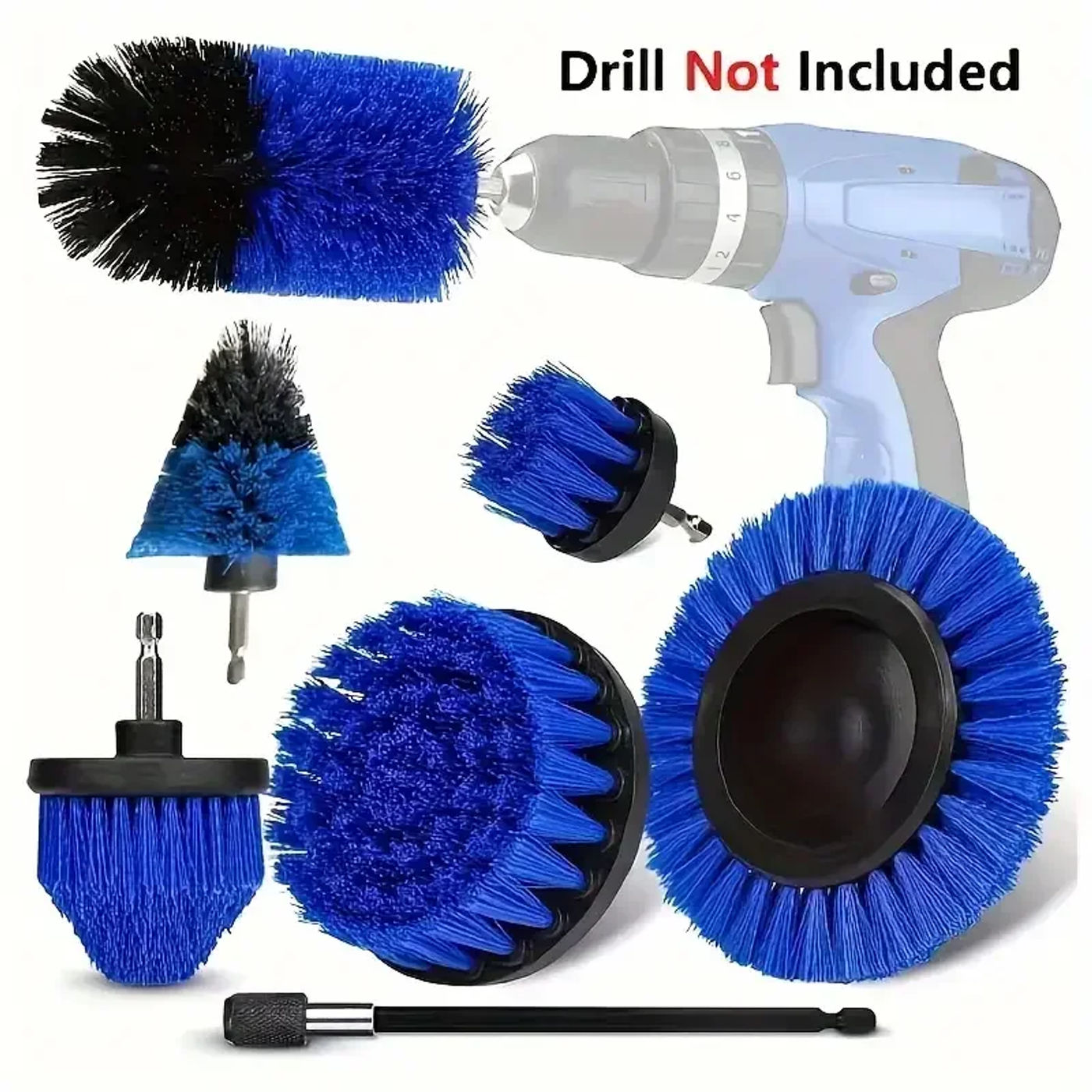 Description Picture 4 of item7-Piece Drill Brush Attachment Set, Cleaning Brush Tool Kit, Multi-Purpose Drill Brush with Extension Pole for Floor, Automotive