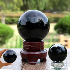 Natural Black Obsidian Sphere Large Crystal Ball Healing Stone Gemstone 30/40/50mm obsidian crystal decorative glass Home Decor