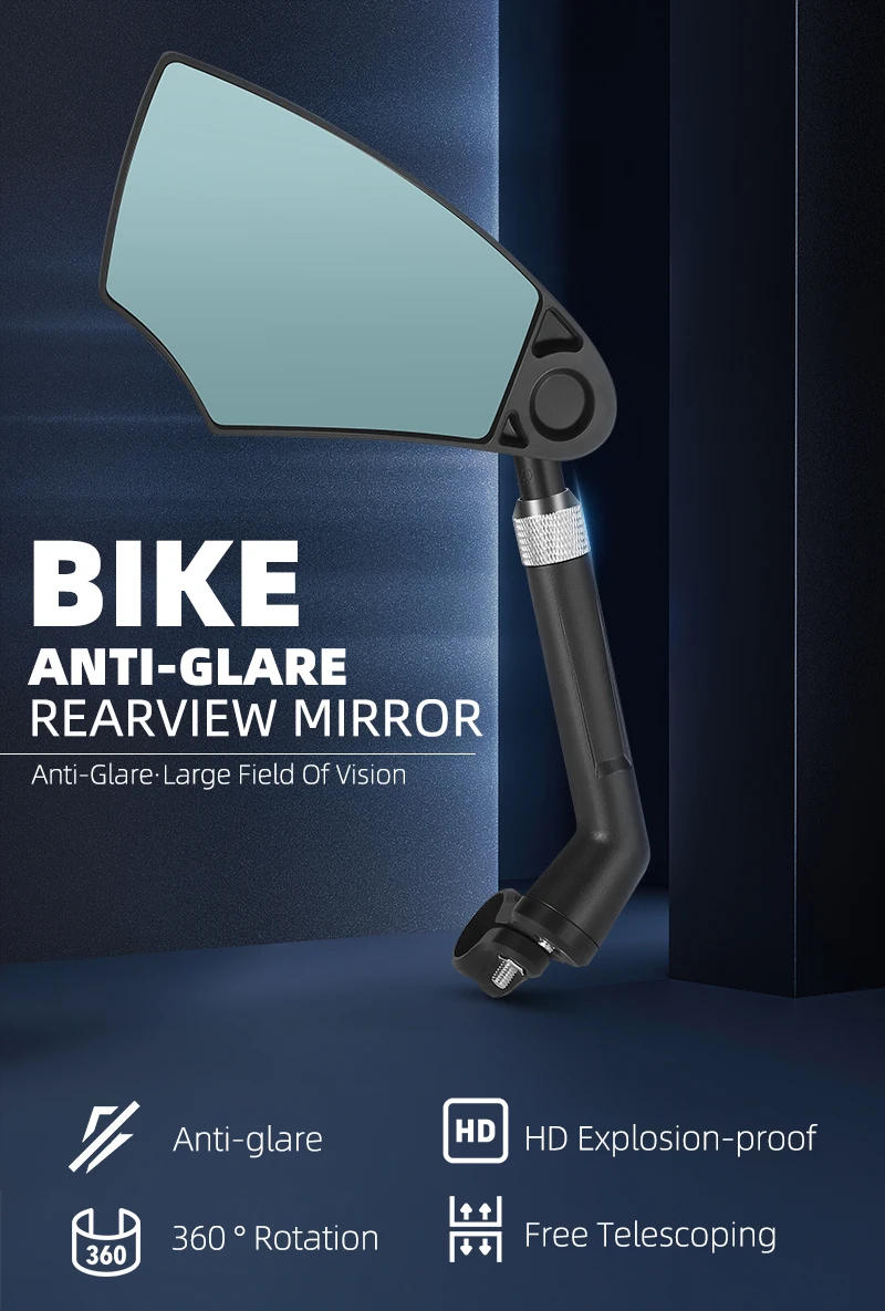 Description Picture 4 of itemWEST BIKING 1/2PCS Bicycle Anti-Glare Mirror Handlebar Rear View Wide Range Back Sight Reflect Scooter Mirror Bike Accessories