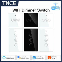 TNCE Tuya WiFi Dimmer Switch EU/US, Smart Glass Panel Wall Touch Light Switches, Smart life APP Control, Alexa Google Home Voice