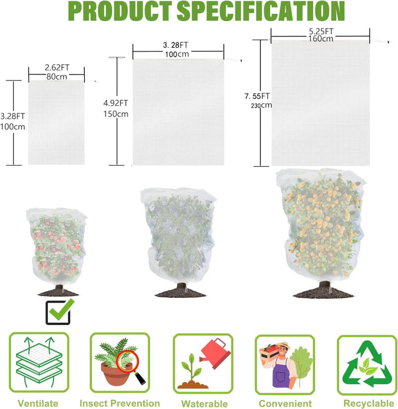 Description Picture 2 of itemProtection Bags for Plants Cover Mesh Netting for Tree Vegetable Strawberry Grapes Pest Control Anti-Bird Protective Bag