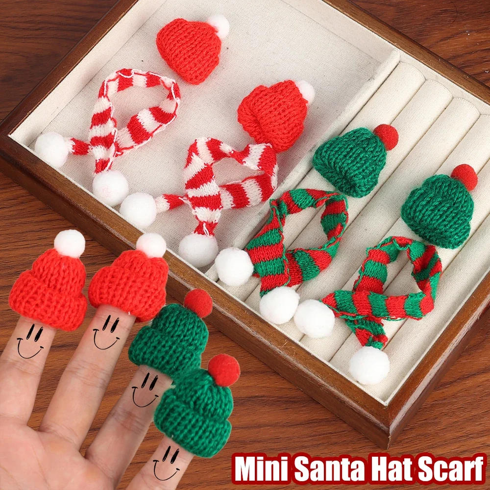 Description Picture 4 of item10-50pcs Mini Santa Hat Lollipop Wine Bottle Cap DIY Knitting Christmas Hats Scarf New Year Party Favors DIY Handmade Accessory