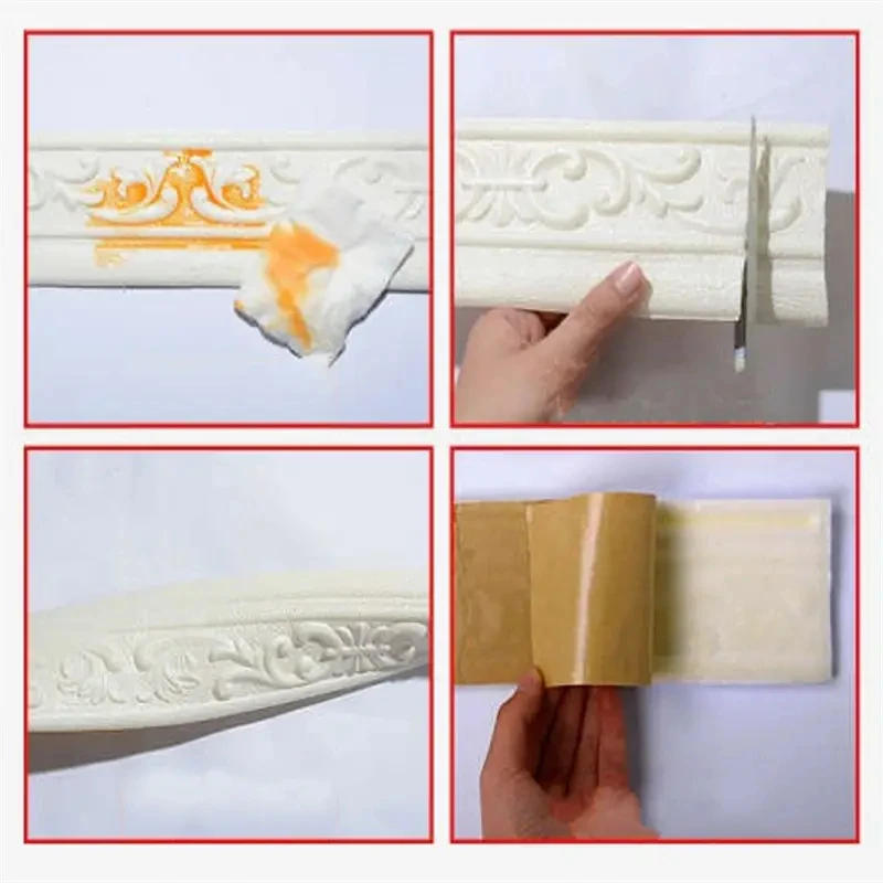 Description Picture 6 of item3D Self Adhesive Wall Border Strip Waterproof Wall Trim Line Wallpaper Skirting Border Home Decor TV Background Wall Sticker