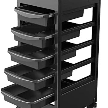 Budget Hair Styling Salon Trolley Cart with Wheels and 5 Drawers, Salon Rolling Cart for Extra Hairdresser Storage