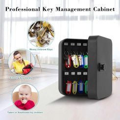 Key Cabinet Wall Mount 20 Key Hooks Locking Key Organizer with Key/Code Lock Key Cabinet Security Lock Box Locking Key Cabinet