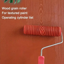1pc Rubber Imitation Wood Grain Pattern Paint Roller  DIY Paint Texture Pigment Printing Wall Painting Roller With Handle  Home