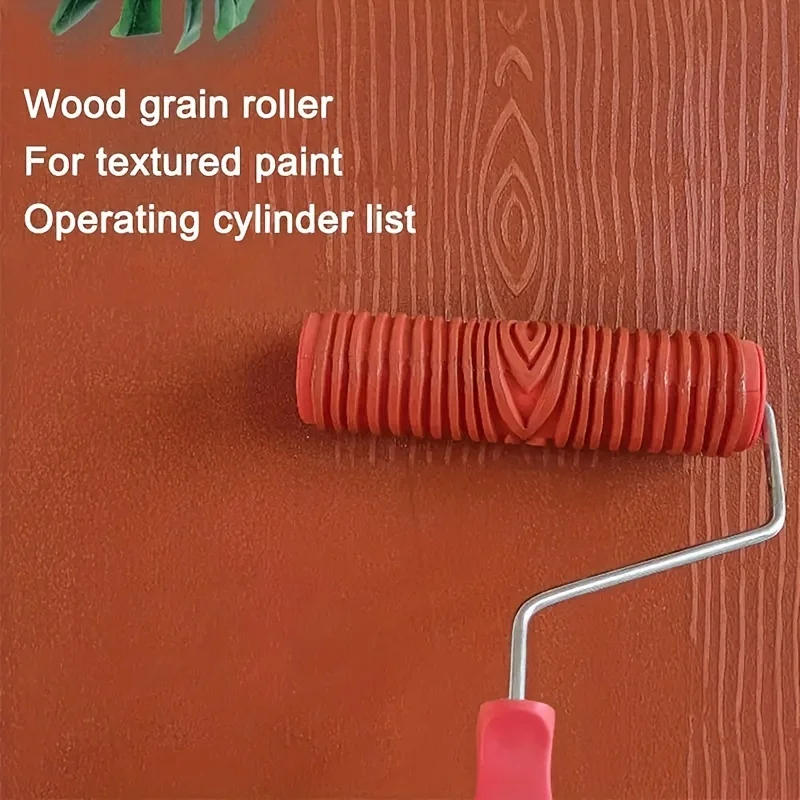 Description Picture 2 of item1pc Rubber Imitation Wood Grain Pattern Paint Roller  DIY Paint Texture Pigment Printing Wall Painting Roller With Handle  Home