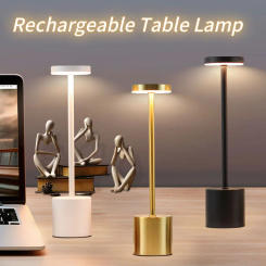 USB Rechargeable LED Touch Sensor Desk Lamp Three Color Metal Table Lamp Bedroom Dining Bar Hotel Decor Atmosphere Night Light