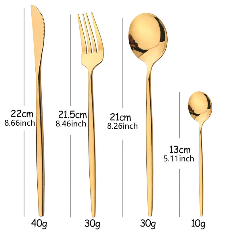 Description Picture 6 of item24PCS Gold Cutlery Sets Stainless Knife Forks Spoons Flatware Tableware Set Gift Box Portable Dinnerware Dishwasher Kitchenware