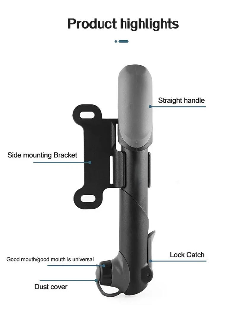 Description Picture 4 of itemPortable Bicycle Pump Mini Air Pressure Gauge Mountain Bike Pump Outdoor AV/FV Valve MTB Bike Air Inflator