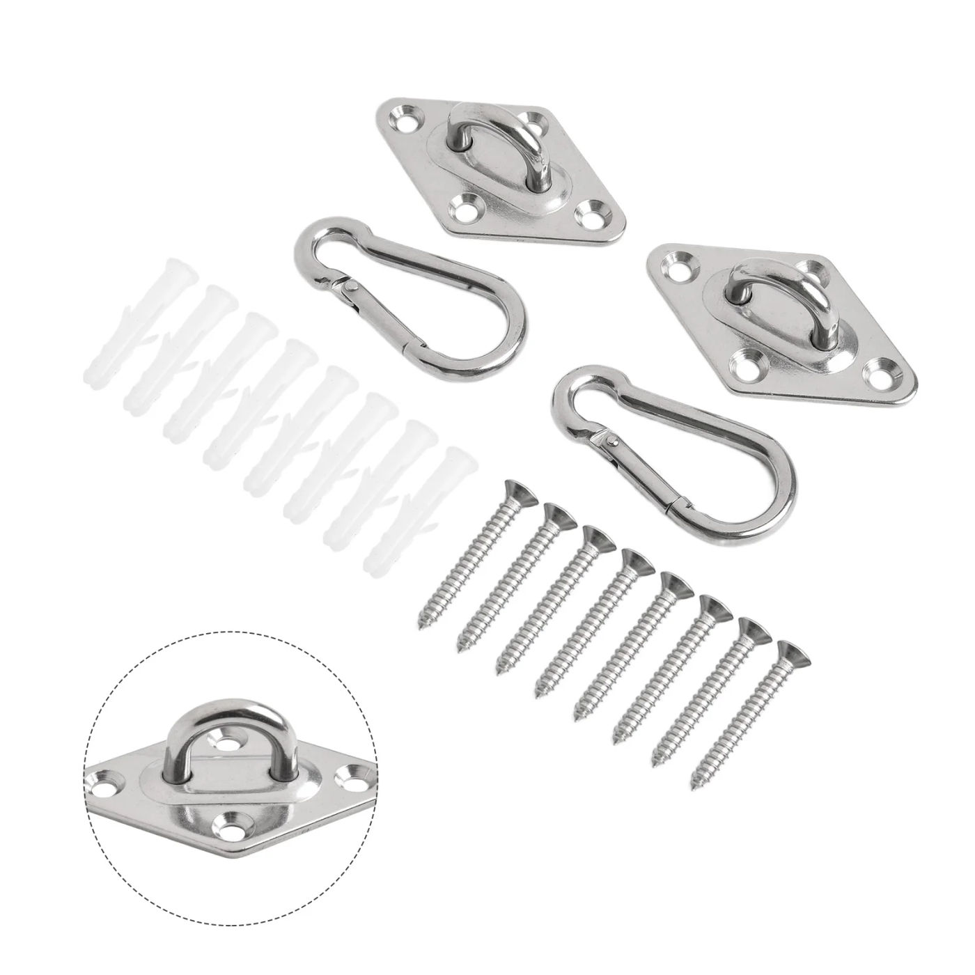 Description Picture 4 of item2PCS Hanging Hook Staple Ring Wall Hook Heavy Duty Fixed Pad Eye Plate Deck Door Buckle U-Shaped Ceiling Mount Hardware Tools