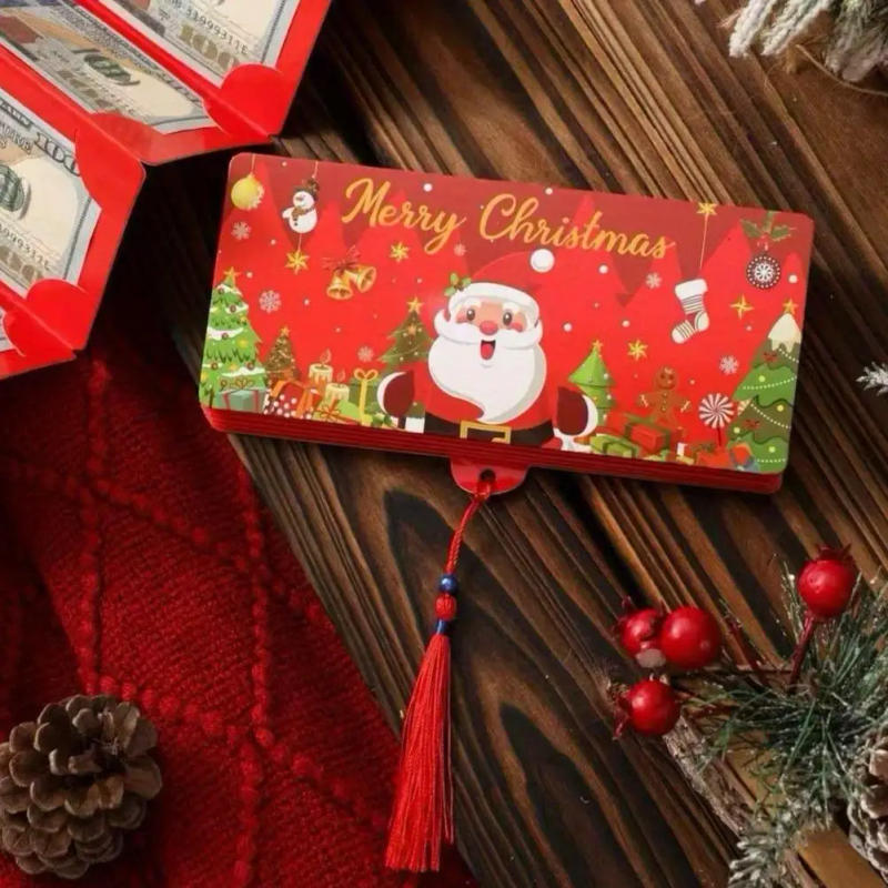 Description Picture 5 of item1pc Christmas Red Envelopeï¼Œ10 Card Position Cash Wallet Gift Card Christmas Surprise Party Greeting Card Money Box
