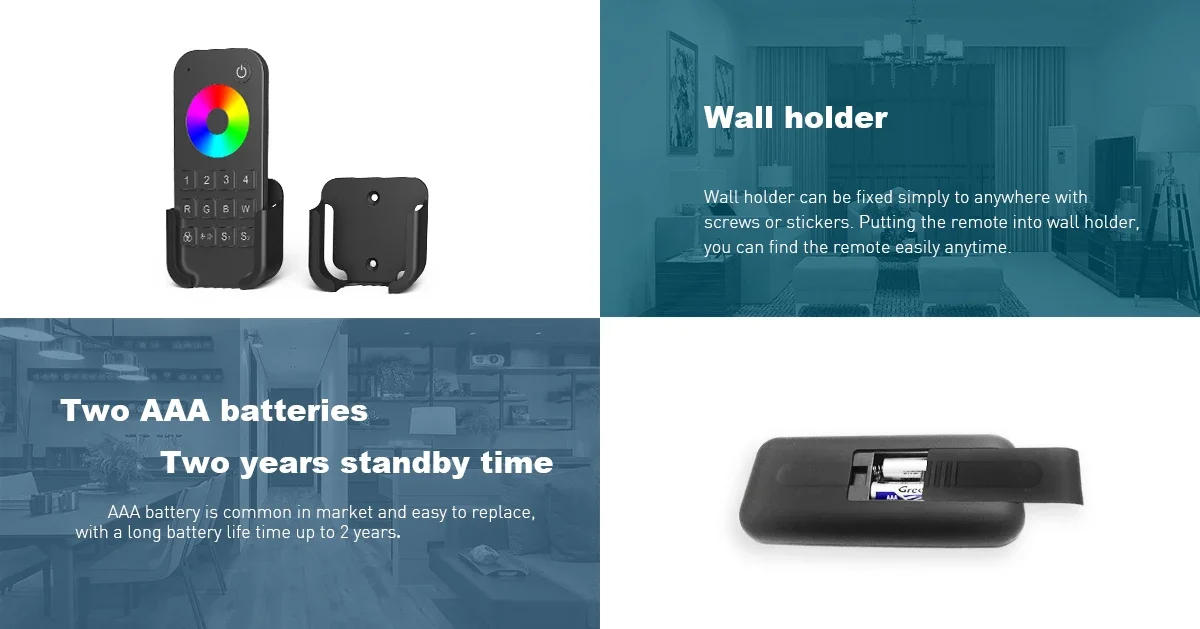 Description Picture 6 of itemRT5 1 Zone RF(2.4GHz) Dimming Touch Wheel RF Remote Controller For RGBCCT/RGBCW LED strip or Module   LED controller