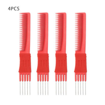 4Pcs Women Lightweight Ergonomic Carbon Fiber Head Massage Heat Resistant Lift Teasing Comb Non Slip Portable With Metal Prong