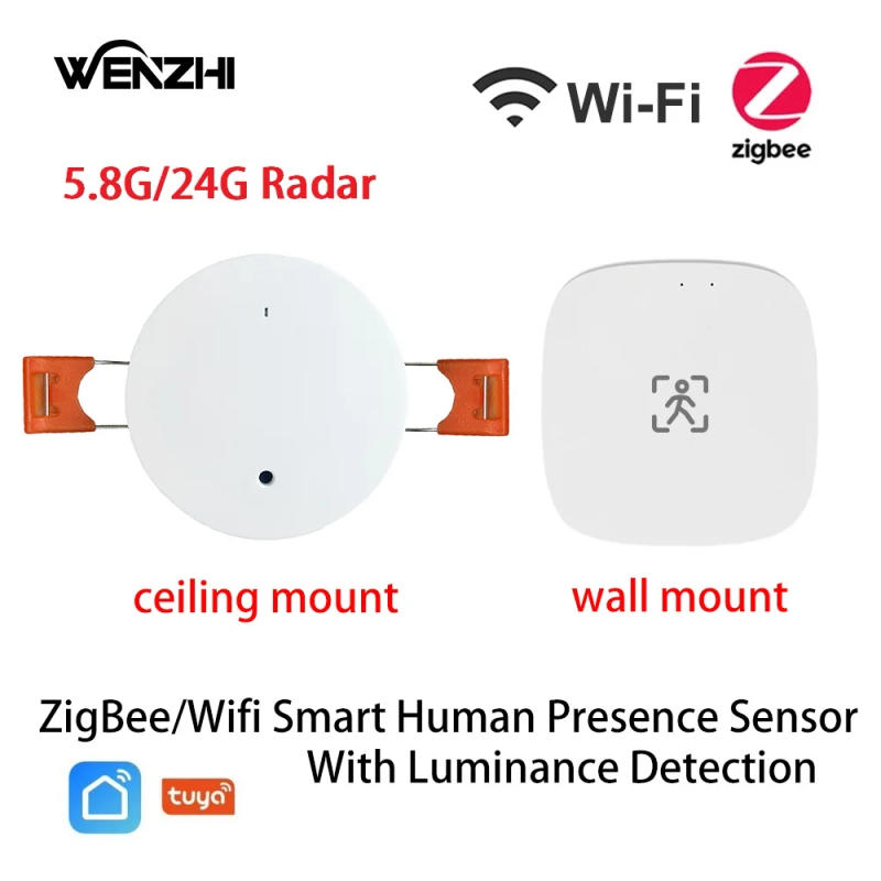 Description Picture 2 of itemZigBee Wifi MmWave Human Presence Motion Sensor With Luminance/Distance Detection 5/110/220V Tuya Smart Life Home Automation