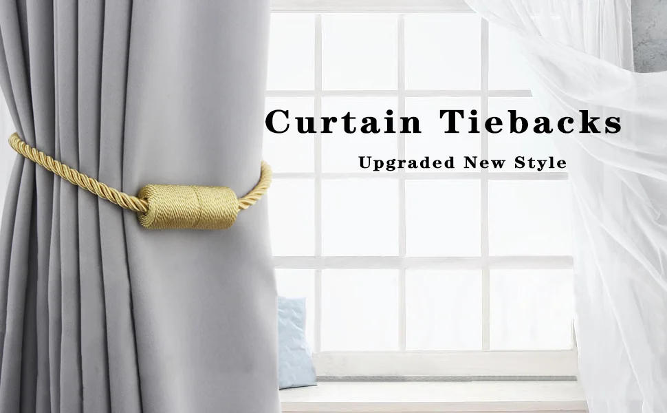 Description Picture 2 of itemFenghuangwu 1 PC Curtain Tiebacks with Strong Magnetic Decorative Drapes Weave Holdbacks Tie Backs Window Drape Accessories