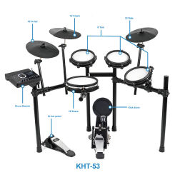 Hot Selling Digital Drum Instruments Musical Sensitive Sensing Electronic Drum Set KHT53