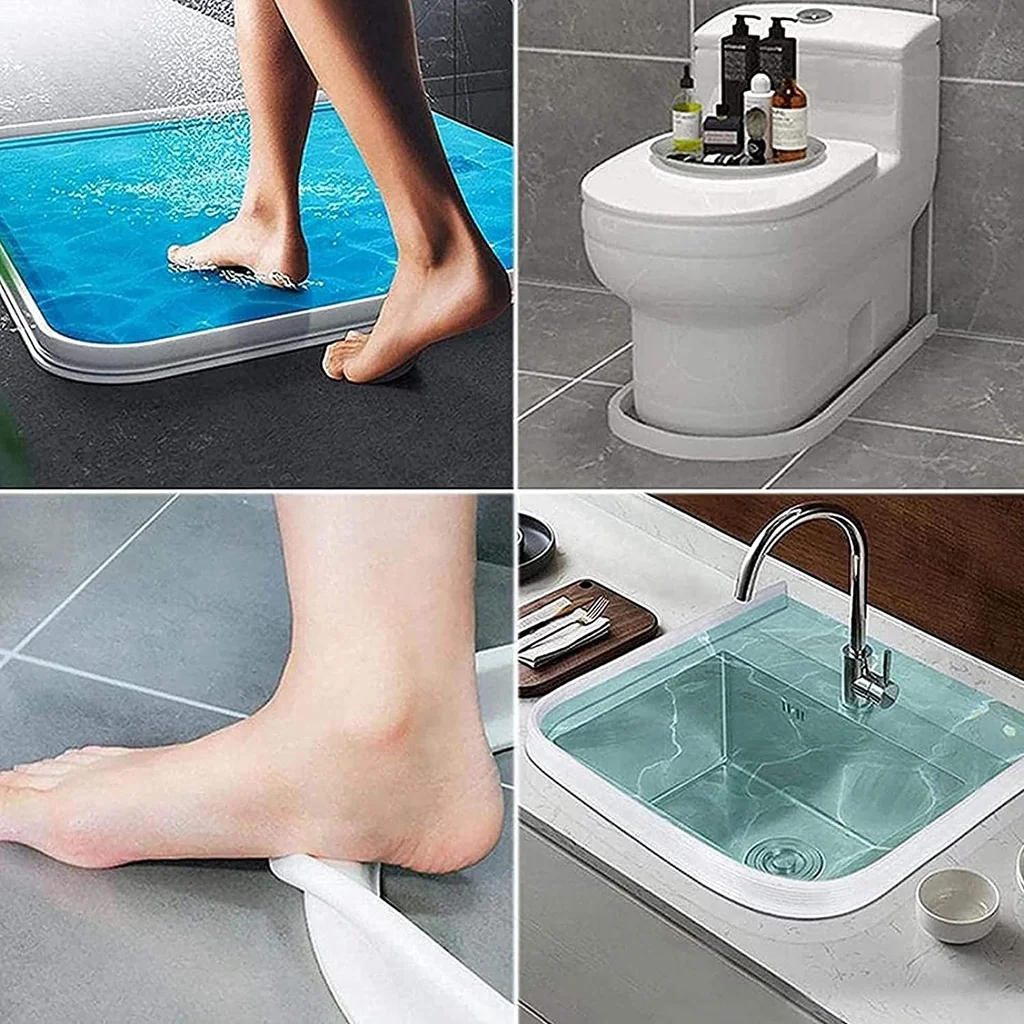 Description Picture 3 of itemBathroom Water Stopper Shower Barrier Door Threshold Water Blocking Wash Basin Splashproof Bendable Silicone Sealing Dam Barrier