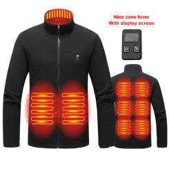 9 Heated Area Intelligent Heating Coat USB Charging Heated Jacket Waterproof Heated Sweater 3 Gear Temperature for Hiking Skiing