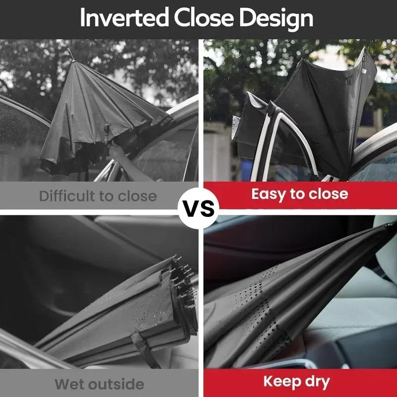 Description Picture 5 of itemCreative Car-mounted Automatic Long-handled Reverse Umbrella C-handle Windproof Double-layer Umbrella Inverted Folding Umbrella