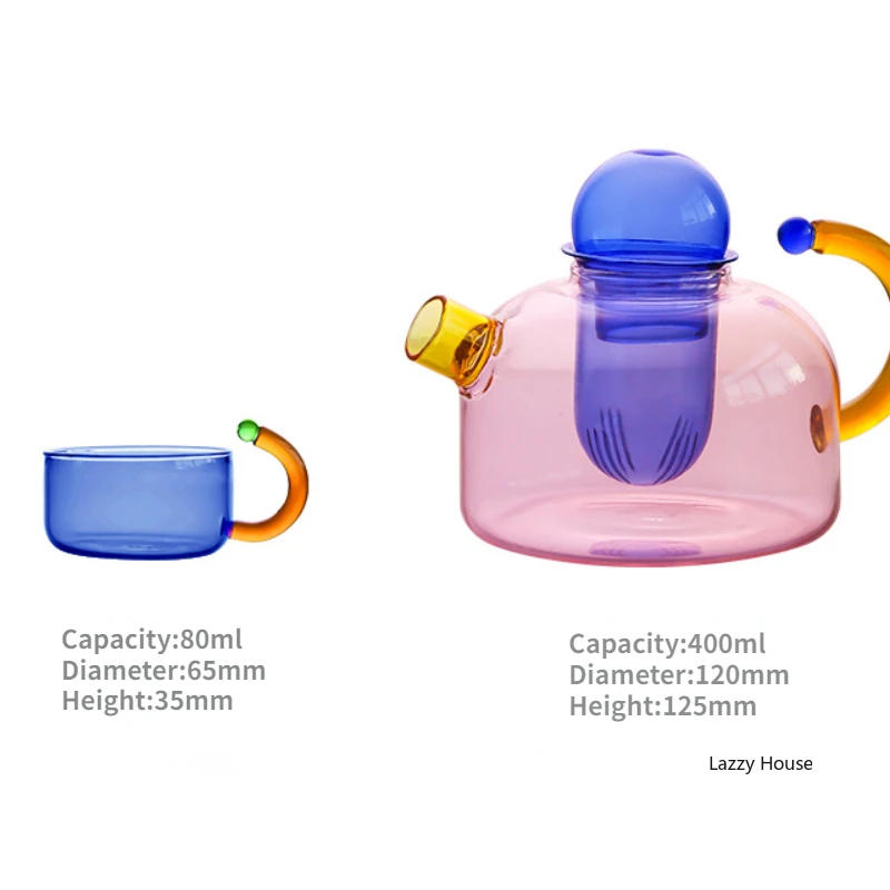 Description Picture 4 of itemCreative Heat Resistant Glass Teapots Pitcher Suitable Household Teaware Lover Tea Sets Kettle Water Cup Bottle Cooker Usable