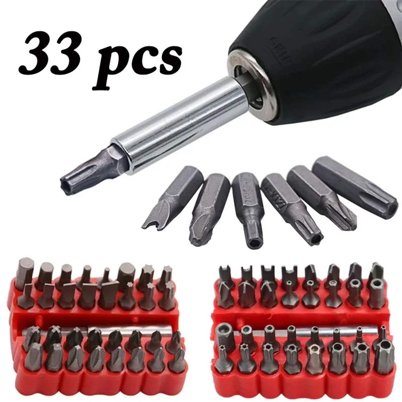 Description Picture 2 of item33pcs Screwdriver Bit Combination Set Magnetic Extension Bit Holder Screwdriver Bits Set Quick Release Bit Holder Hollow / Solid