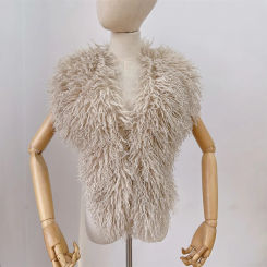Streetwear Faux Mongolian Sheepskin Fur Vest Women Faux Sheep Fur Halter Top vest