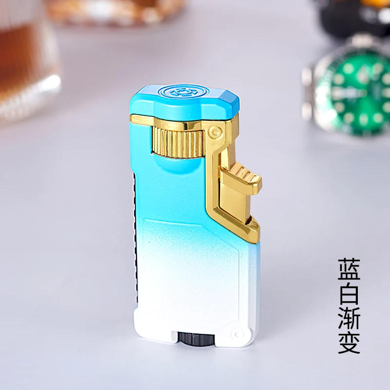 Description Picture 4 of itemDropshipping VIP Link Creative Three-color Flame Metal Gradient Inflatable Lighter Flame Switching Cool Windproof Torch Lighter