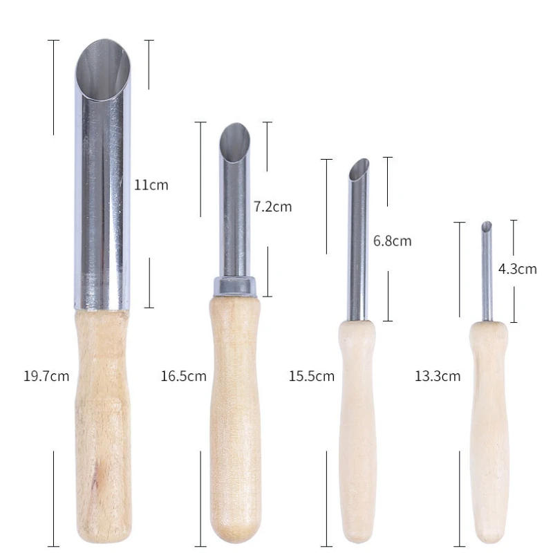 Description Picture 3 of item4Pcs Pottery Clay Hole Puncher Stainless Steel Ceramic Cutting Punching Modeling Sculpture Tool Polymer Wax Clay Tools