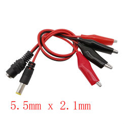 5.5mm x 2.1mm to Dual Alligator Clips Wire Connector DC Male Plug Female Jack Power Adapter DC 5.5 X 2.1 MM