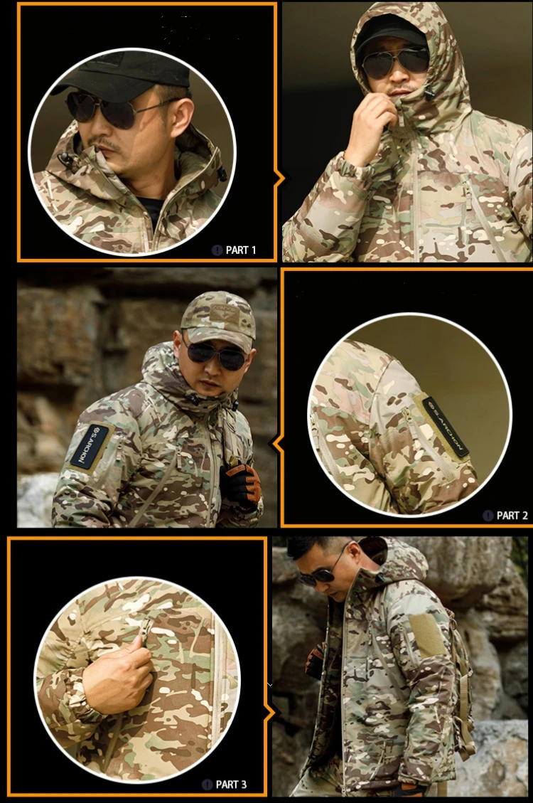 Description Picture 6 of itemMens Winter Tactical Jacket Army Field Camouflage Military Parka Coat Work Cotton Clothes Outdoor Warm Waterproof Hiking Jacket