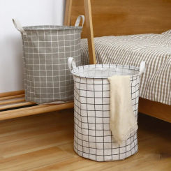 Cotton Linen Dirty Laundry Basket Foldable Round Waterproof Organizer Bucket Clothing Children Toy Large Capacity Storage Home