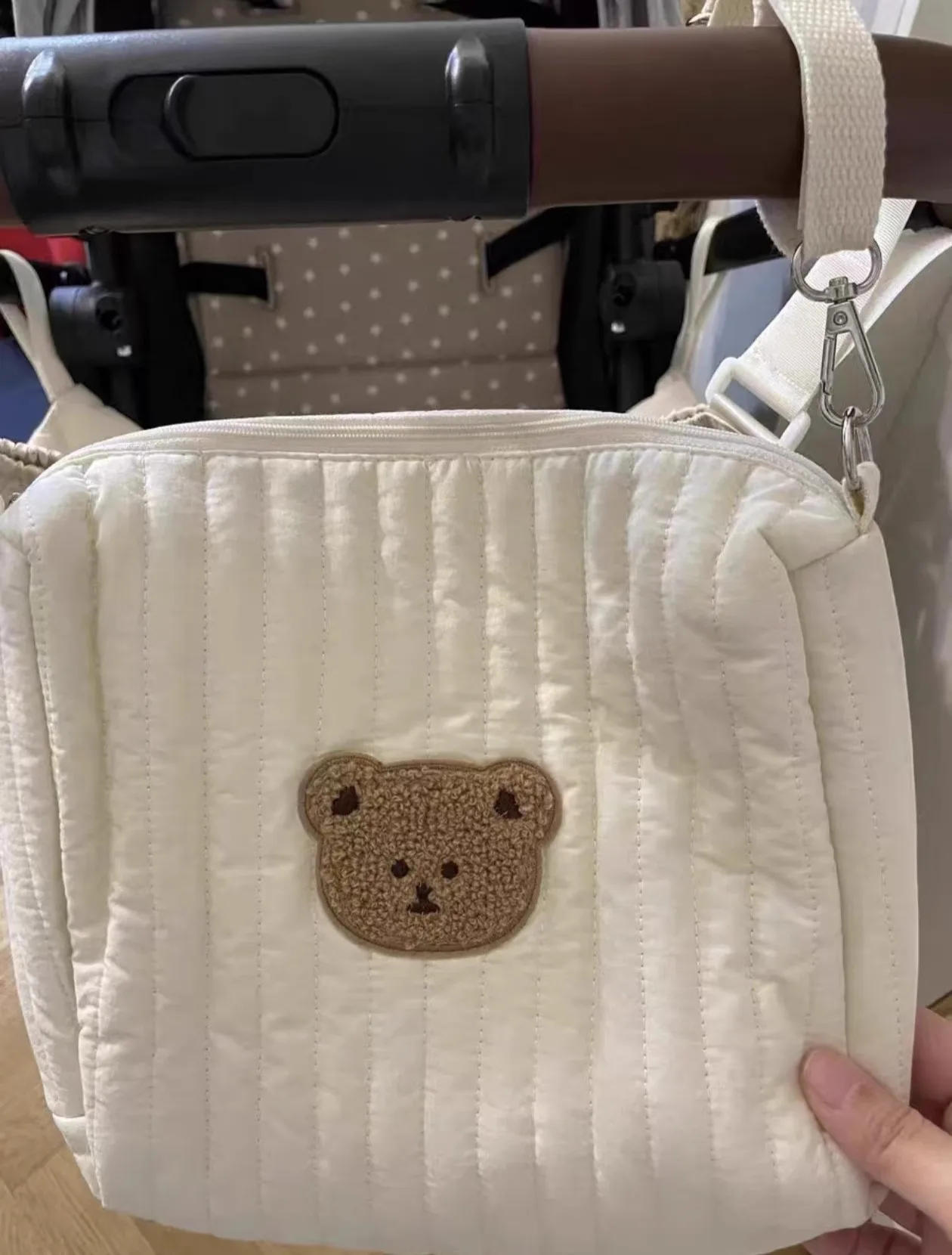 Description Picture 3 of itemPortable Stroller Nappy Bag Quilted Baby Diaper Caddy Organizer Embroidered Mommy Bags Babies Accessories Changing Bag Storage