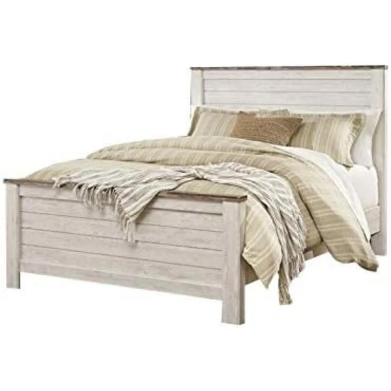 Description Picture 6 of itemAshley Furniture Willowton 65" W x 87" D Farmhouse Wood Queen Sized Panel Bed in Whitewash Finish